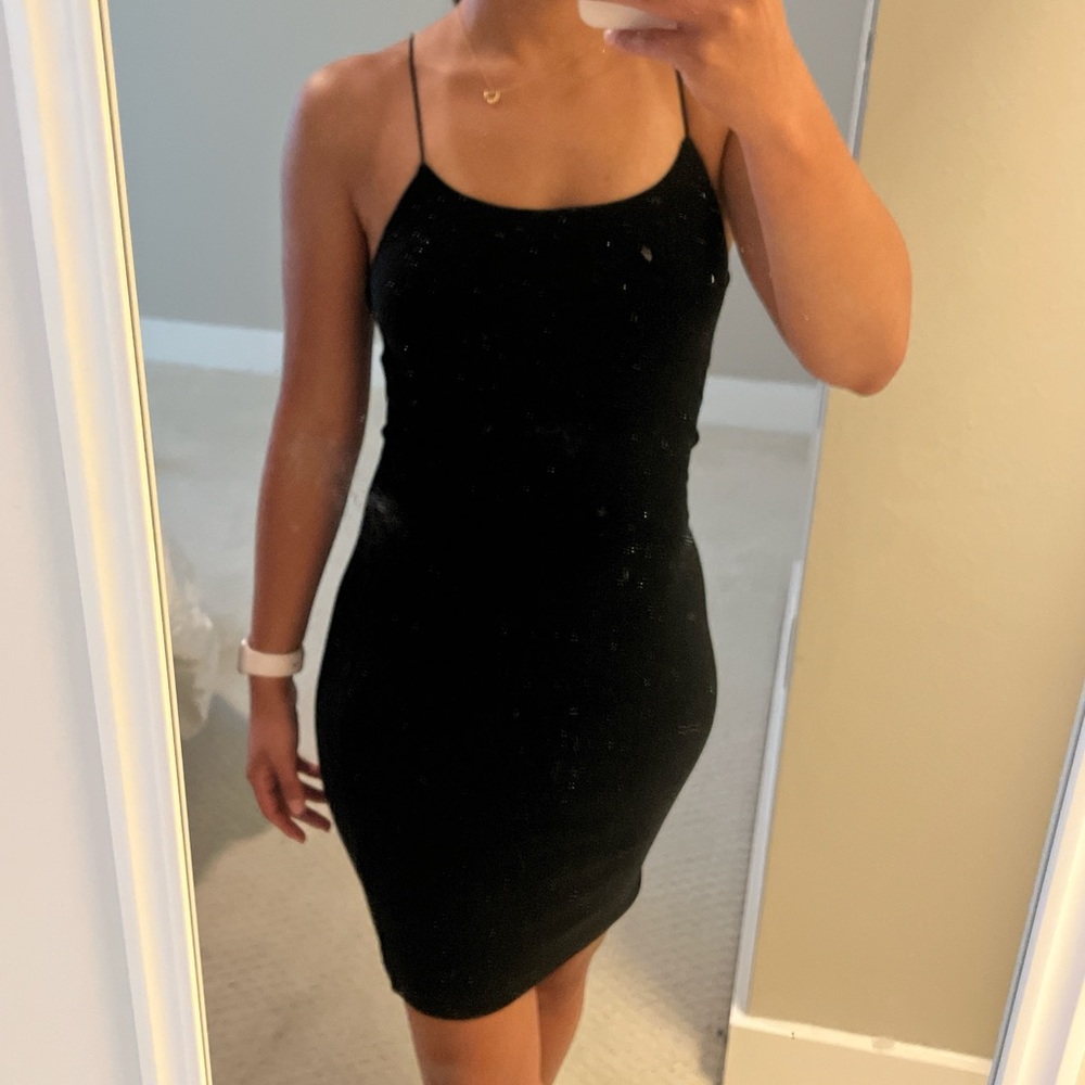 Zara Black Spaghetti Strap Bodycon Mini Dress